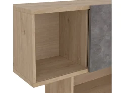 Estante Dsangall, estante de escritório, estante, biblioteca, 96x32 h166 cm, carvalho e cimento