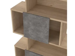 Estante Dsangall, estante de escritório, estante, biblioteca, 96x32 h166 cm, carvalho e cimento