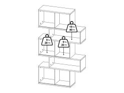 Estante Dsangall, estante de escritório, estante, biblioteca, 96x32 h166 cm, carvalho e preto