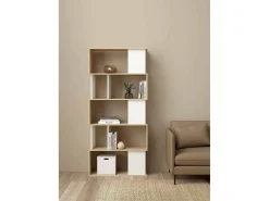 Estante Dscamacc, estante de escritório, estante, biblioteca, 80x30 h174 cm, carvalho e branco