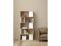 Estante Dscamacc, estante de escritório, estante, biblioteca, 80x30 h174 cm, carvalho e branco