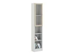Estante Dsitu, estante de escritório, estante, biblioteca, 41x28 h203 cm, branco e carvalho