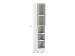 Estante Dsitu, estante de escritório, estante, biblioteca, 41x28 h203 cm, branco e carvalho