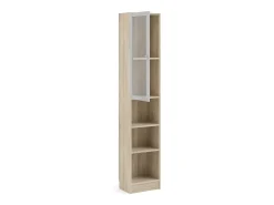 Estante Dsitu, estante de escritório, estante, biblioteca, 41x28 h203 cm, carvalho e branco
