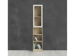 Estante Dsitu, estante de escritório, estante, biblioteca, 41x28 h203 cm, carvalho e branco