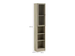 Estante Dsitu, estante de escritório, estante, biblioteca, 41x28 h203 cm, carvalho e branco