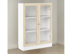 Estante Dskrinia, estante de escritório, estante, biblioteca, 79x28 h107 cm, branco e carvalho