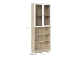 Estante Dsmallin, estante de escritório, estante, biblioteca, 79x28 h203 cm, carvalho e branco