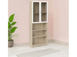 Estante Dsmallin, estante de escritório, estante, biblioteca, 79x28 h203 cm, carvalho e branco