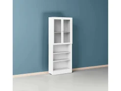 Estante Dsmallin, Estante de escritório, Estante, Biblioteca, 79x28 h203 cm, Branco