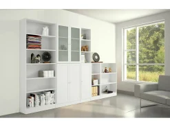 Estante Dsnidar, Estante de escritório, Estante, Biblioteca, 79x28 h203 cm, Branco