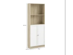 Estante Dsoffrid, estante de escritório, estante, biblioteca, 79x28 h203 cm, carvalho e branco