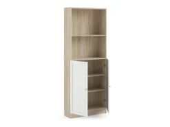 Estante Dsoffrid, estante de escritório, estante, biblioteca, 79x28 h203 cm, carvalho e branco