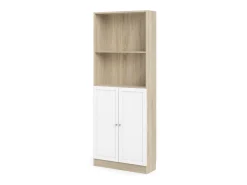 Estante Dsoffrid, estante de escritório, estante, biblioteca, 79x28 h203 cm, carvalho e branco