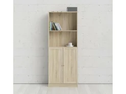 Estante Dsoffrid, Estante de escritório, Estante, Biblioteca, 79x28 h203 cm, Carvalho