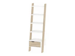 Estante Dsol, Estante de escritório, Estante, Biblioteca, 55x48 h180 cm, Branco e Carvalho