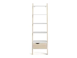 Estante Dsol, Estante de escritório, Estante, Biblioteca, 55x48 h180 cm, Branco e Carvalho
