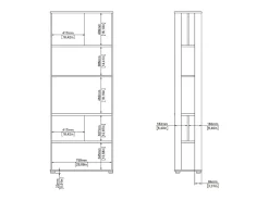 Estante Dspelt, estante de escritório, estante, biblioteca, 80x34 h205 cm, carvalho e branco