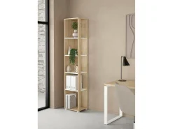 Estante Dtalarin, estante de escritório, estante, biblioteca, 41x34 h205 cm, carvalho e branco