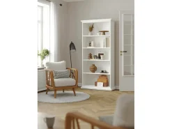 Estante Dtaran, Estante de escritório, Estante, Biblioteca, 96x37 h201 cm, Branco
