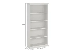 Estante Dtaran, Estante de escritório, Estante, Biblioteca, 96x37 h201 cm, Branco