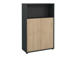 Estante Dtass, estante de escritório, estante, biblioteca, 80x34 h124 cm, carvalho e cinzento