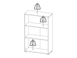 Estante Dtass, estante de escritório, estante, biblioteca, 80x34 h124 cm, carvalho e branco