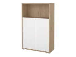 Estante Dtass, estante de escritório, estante, biblioteca, 80x34 h124 cm, carvalho e branco