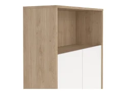 Estante Dtass, estante de escritório, estante, biblioteca, 80x34 h124 cm, carvalho e branco