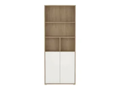 Estante Dtassot, estante de escritório, estante, biblioteca, 80x34 h205 cm, carvalho e branco