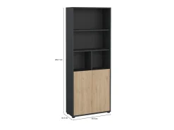 Estante Dtassot, estante de escritório, estante, biblioteca, 80x34 h205 cm, carvalho e cinzento