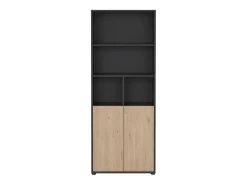 Estante Dtassot, estante de escritório, estante, biblioteca, 80x34 h205 cm, carvalho e cinzento