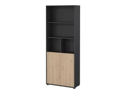 Estante Dtassot, estante de escritório, estante, biblioteca, 80x34 h205 cm, carvalho e cinzento