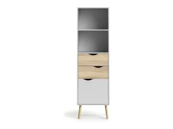 Estante Dtean, estante de escritório, estante, biblioteca, 50x39 h171 cm, branco e carvalho