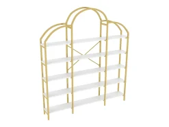 Estante em forma de nuvem com 5 prateleiras - MDF e metal - Dourado e branco