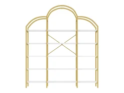Estante em forma de nuvem com 5 prateleiras - MDF e metal - Dourado e branco