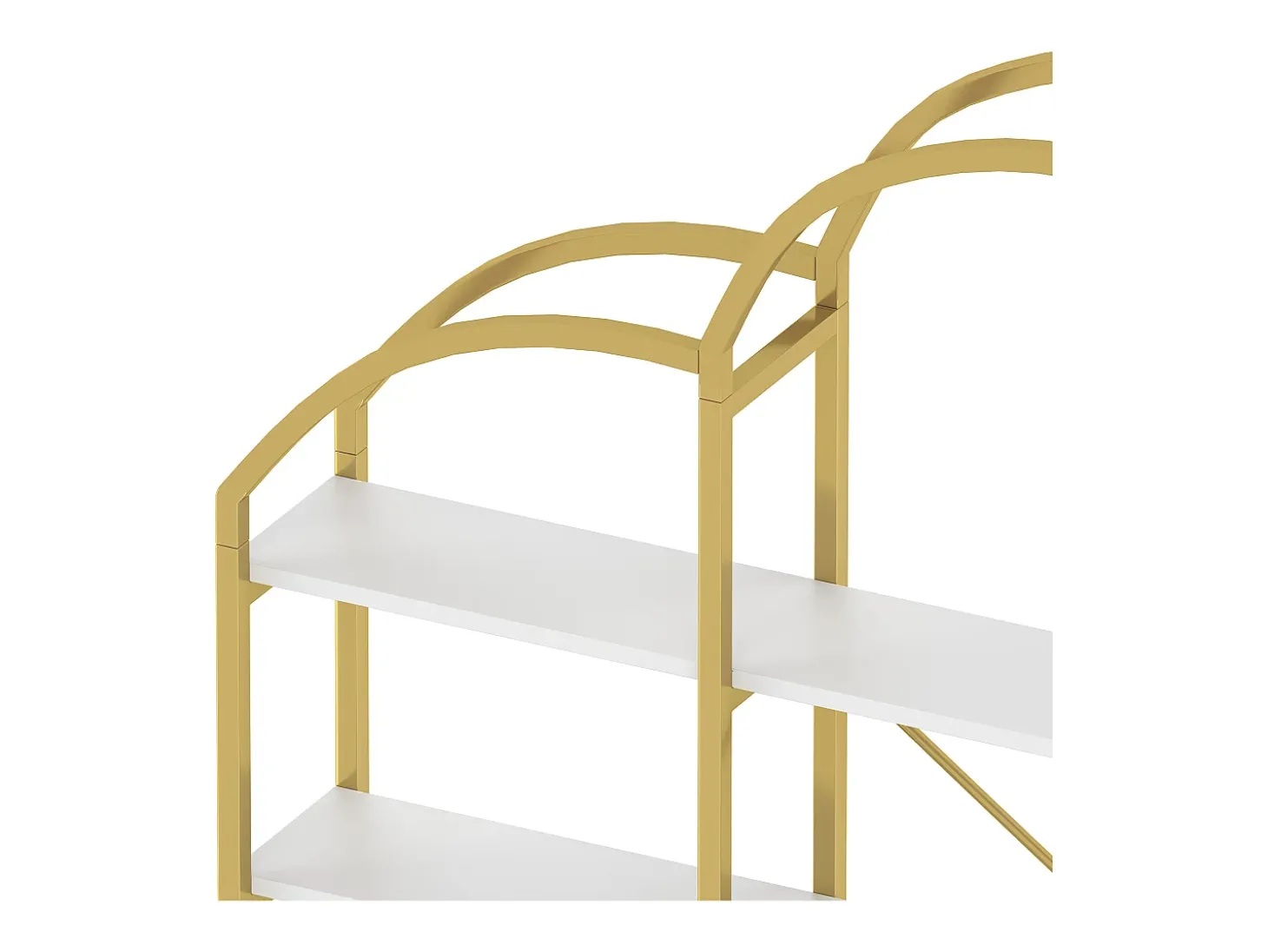 Estante em forma de nuvem com 5 prateleiras - MDF e metal - Dourado e branco