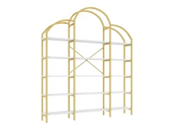 Estante em forma de nuvem com 5 prateleiras - MDF e metal - Dourado e branco