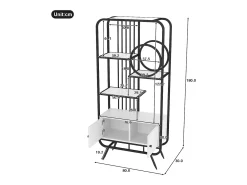 Estante em metal e MDF - 3 prateleiras e 2 portas - Preto e branco
