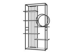 Estante em metal e MDF com 6 prateleiras - Preto e branco