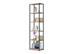 Estante estilo loft com prateleiras de madeira 50 cm Preto, Carvalho Sonoma 50x32x192 cm