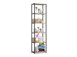 Estante estilo loft com prateleiras de madeira 50 cm Preto, Carvalho Sonoma 50x32x192 cm