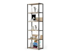 Estante estilo loft com prateleiras de madeira 60 cm Preto, Carvalho Sonoma 60x32x192 cm