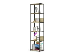 Estante estilo loft com prateleiras de madeira 50 cm Preto, Carvalho Artisan 50x32x192 cm