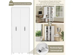 Estante extensível sobre rodas - 51,5 x 41 x 158 cm - intercambiável esquerda e direita - MDF - branco