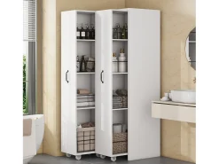 Estante extensível 51.5x41x158 cm - Lados esquerdo e direito intercambiáveis - com rodas - MDF - Branco