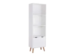 Estante Fiano com 3 prateleiras e 2 portas dobráveis ​​inferiores, 160x50x30 cm