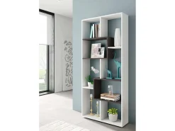 Estante Fremont, Estante multiposições com 8 compartimentos, Estante de escritório, Prateleira divisória, 80x25h180 cm, Branco e Ã