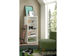 Estante Giacinto, Biblioteca com 3 prateleiras reguláveis, Estante para livros, Armário de parede com prateleiras, 100% Fabricado em Itália, 60x30h130 cm, Branco