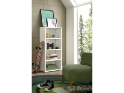 Estante Giacinto, Biblioteca com 3 prateleiras reguláveis, Estante para livros, Armário de parede com prateleiras, 100% Fabricado em Itália, 60x30h130 cm, Branco